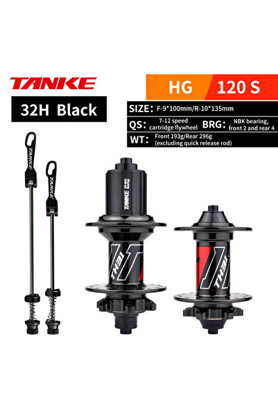 Choice محور دراجة جبلية 32H Black QR TANKE 120 Click، 6 أسطوانات محمل NBK، لد...