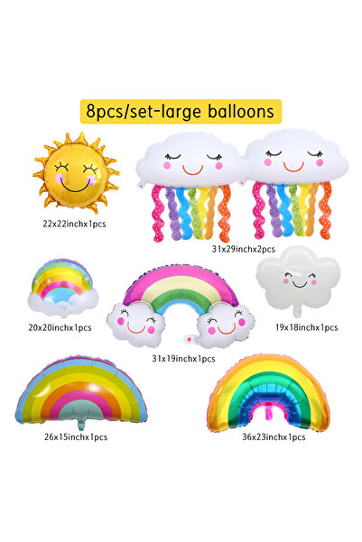 Choice balloon kit CY8020 8PCS Rainbow Foil Cloud Balloons with Tassels, Smil...