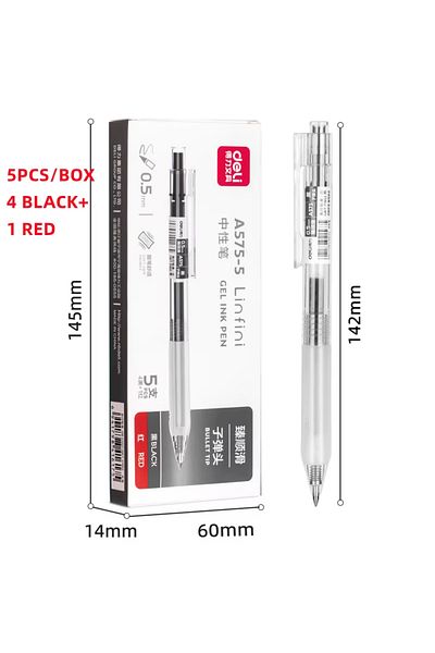 Deli 1Box Mix Retractable Gel Ink Pens Black Blue Bullet Tip Office Writing Pen 0.5 mm Replaceable R