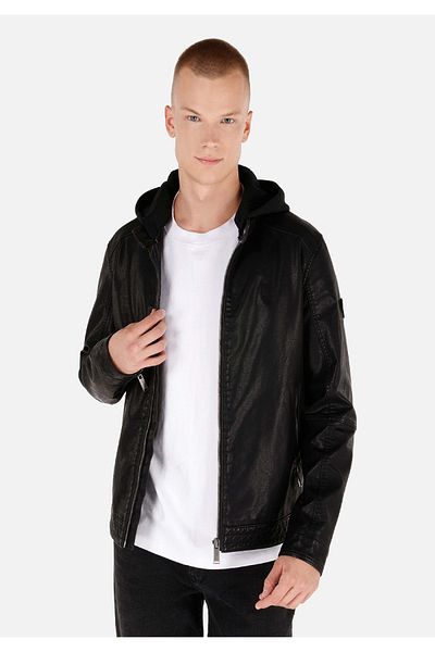 Colin's Palton negru pentru bărbați Slim Fit Pu