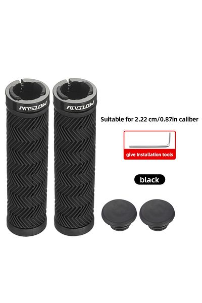 Choice Black MOTSUV Bicycle Grips MTB Bike Handbar Grip Rubber Non-slip Aluminum alloy Lockring Corrugation