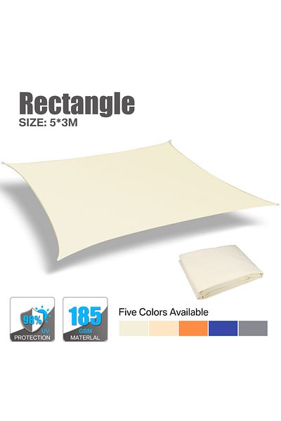 Choice Rectangle 5x3M Beige Sun Shade Sail Waterproof Outdoor Garden Sails Canopy Patio Party Sunscreen Awn