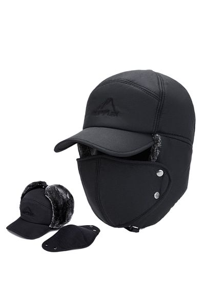 Choice A set of black 2024 Winter Warm Thickened Artificial Fur Baseball Hat Men's and Women's Skiing Soft