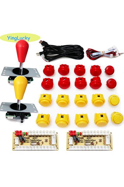 Choice 2 player--red-yellow 2 Player Arcade Zero Delay Kit USB Encoder for PC Raspberry Pi SANWA Push Butto