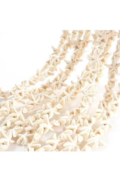 yiğit aksesuar 1 Strand (36-38Pcs) Crimping Natural Stone Necklace Bracelet Accessory Howlite Sea Star Beads