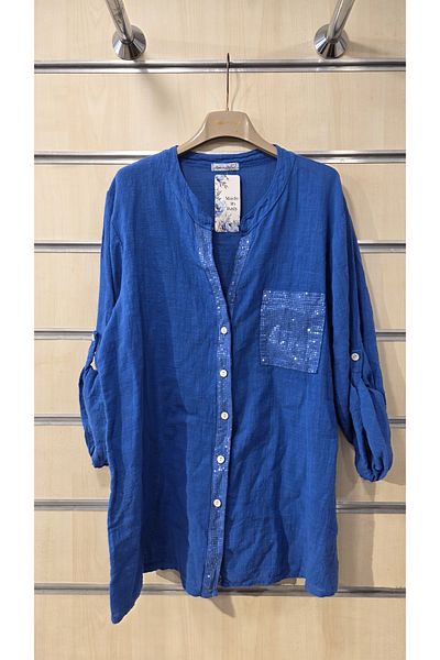 Park Moda Italian Cotton Shirt with Sequin Detail