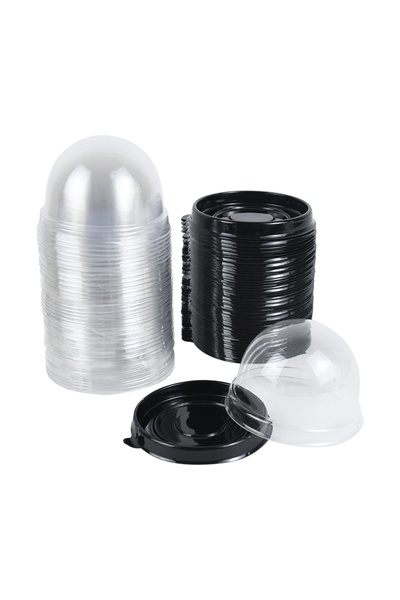 Choice 50PCS Black 50Pcs Mini Transparent Cake Box Container Muffin Cupcake Dome Pastry Baking Packaging Bo