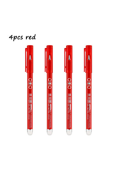 Choice 4 قطع (أحمر) 4 قطع أقلام قابلة للمسح بالحرارة 0.7 مم، رأس رصاصة، قلم ج...