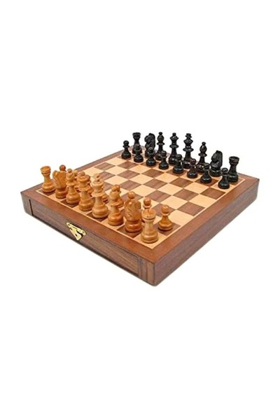rexa Woody Magnetic Travel Chess Set – Folding Compact Wood-Grain Design