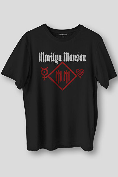 Kendim Seçtim Tricou negru Marilyn Manson Logo Heart Rock Metal Music Imprima...
