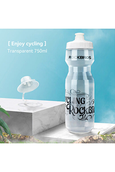 ROCKBROS DCBT69C زجاجة مياه للدراجات 750 مل سعة كبيرة محمولة مع كوب ضغط لركوب...