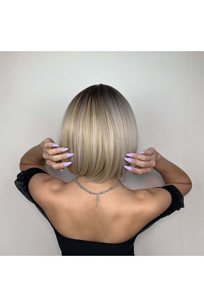 WildFashion Ombre wig with purple reflections model bob with breton PER98-9999