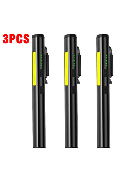 Choice 3 PCS Black Multifunctional 4 in 1 LED Flashlight Mini USB Rechargeable 800mah Pen Clip Flashlight 3