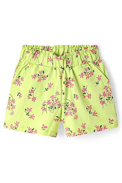 Honeyhap Premium 100% Cotton Knit Shorts Floral and Beach Applique Pack of 2-Sunny Lime and Limoges