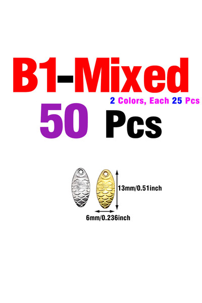 Choice18 Mix B1 MNFT 50Pcs Spinner Blade Bait Kit DIY Metal Fishing Lure Maki...