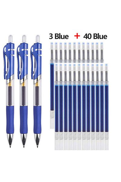 Choice Blue set 43 PCS Gel Pens & Refills Set Stationery Kawaii writing pen Black/red/blue ink 0.5 mm blue
