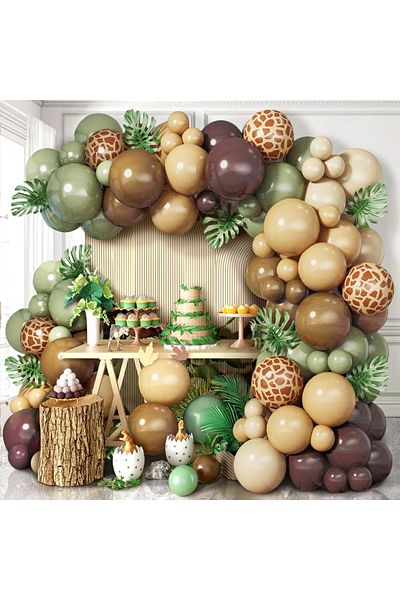 Choice Other As Picture 129 Pieces of Sage Green and Brown Wild Animal Style Balloon Garland Set, Olive Gre