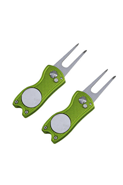 Choice قطعتان - أداة إصلاح أرضية ملعب الجولف قابلة للطي باللون الأخضر الليمون...