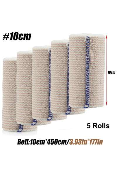 choice2 10 X 450 cm (5Rolls) 5 Rolls Premium Elastic Bandage Wrap,Cotton Latex Free Compression Bandage Wrap