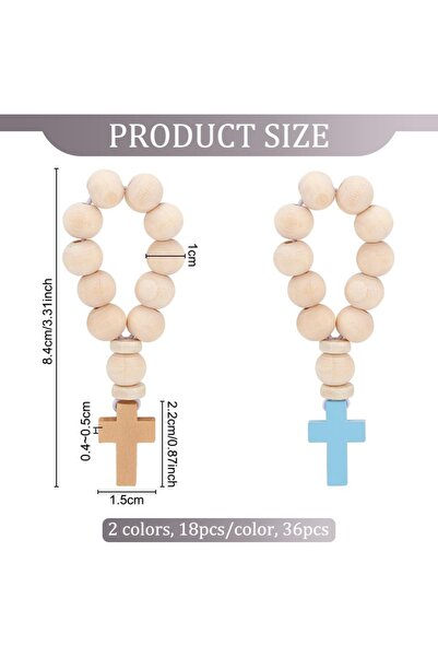 Choice AECH04-10004 36 قطعة من خرزات المسبحة الخشبية مع قلادة صليب خرزات مسبح...