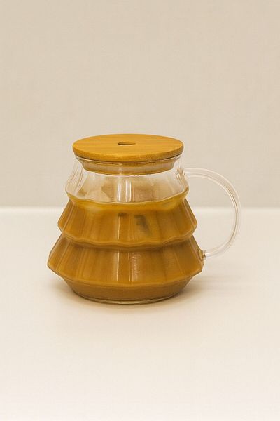 ERKUGO Pine Tree Model Borosilicate Glass Cup, 400 ml Glass Mug with Handle, Straw Gift