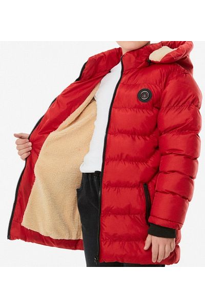 İrem Çocuk Giyim Boy/Girl Embroidered Hooded Red Puffer Coat