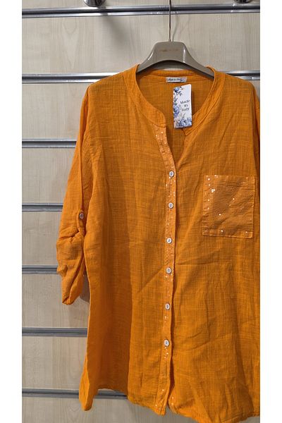 Park Moda Italian Cotton Shirt with Sequin Detail