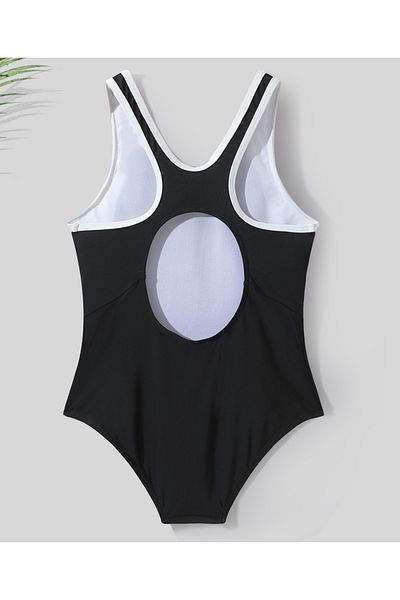 SAPS Ocean Printed V Cut Swimsuit - White/Black