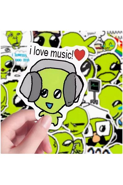 Choice 52Pcs Funny Big Eyes Q-version Green Alien Sticker DIY Material Decor for Phone Cases Notebook De...