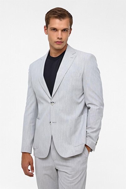 SÜVARİ Gri Slim Fit Desenli Mono Yaka 6 Drop Spor Takım Elbise