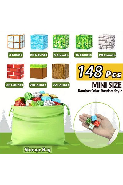 Choice 148pcs Magnetic Building Blocks Stacking Construction Set STEM Sensory Toys for Mine World Kids Boys