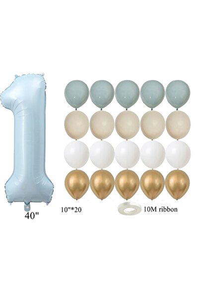 Choice6 as picture shows 22pcs No.1 22pcs/set Blue Series Latex Balloon Baby ...