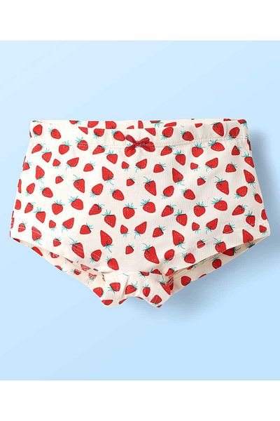 Pine kids Cotton Elastane Knit Hipsters With Strawberry Print Pack of 3 - Pink/Red/White