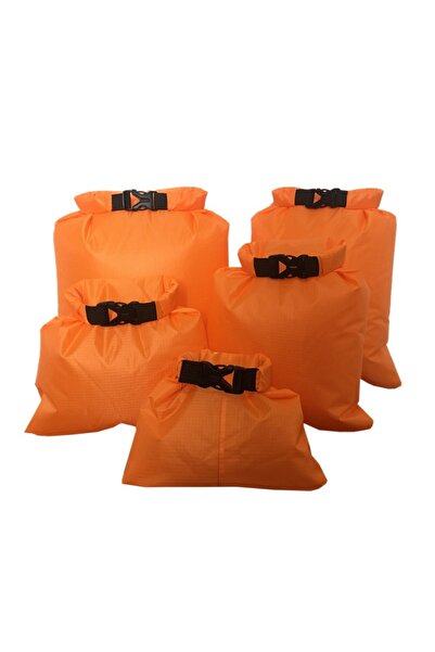 Aolikes حقيبة جافة مقاومة للماء مكونة من 5 قطع برتقالية للتخييم والانجراف وال...