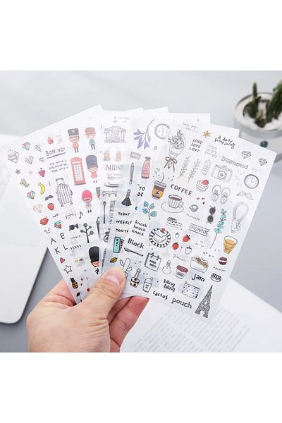 Choice 6pcs 6PCS/SET Cute Kawaii Watercolor Wind Stickers Travel Diary DIY Notebook Diary Album Stickers K
