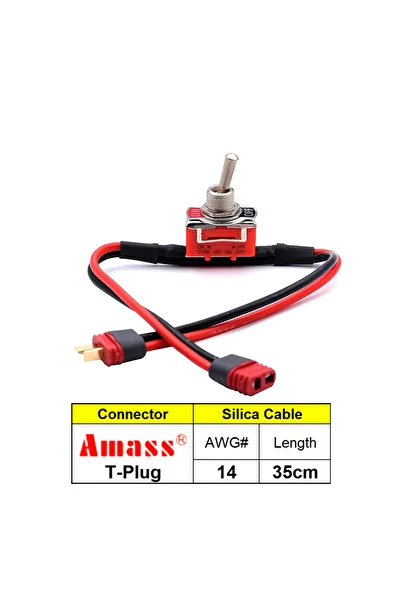 Choice T- Plug Large Current High Load Switch AMASS XT60 XT90 T-Plug Power ON-OFF Toggle 12/14AWG for eBike