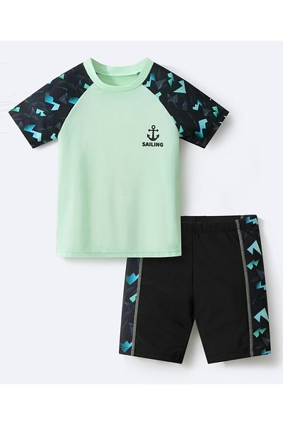 SAPS Sailing Graphic Two Piece Swimsuit - Black/Green