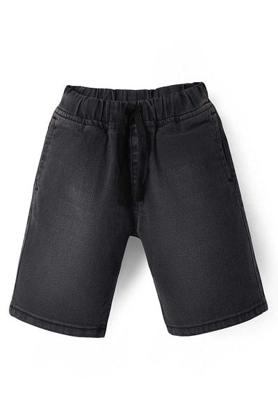 Pine kids Woven Knee Length Solid Colour Shorts - Black