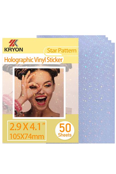 Choice Star 50 Sheets Star Pattern Size: 2.9X 4.1 Inch Holographic Sticker Paper Glitter Clear Holographic