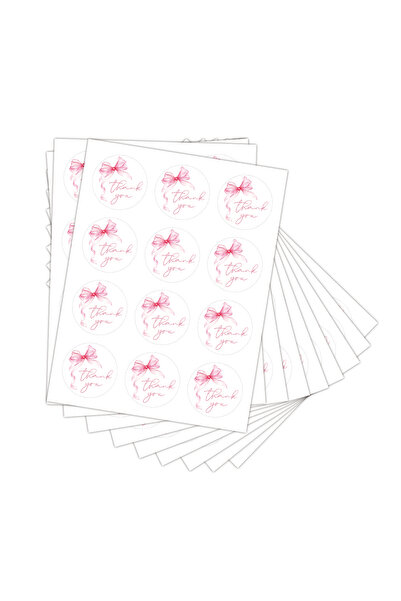 Choice1 pink 120pcs/10sheets Pink Blue Bow Thank You Adhesive Seal Sticker Fo...