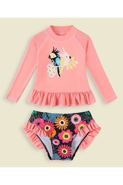 SAPS Floral Printed Two Piece Swimsuit - Pink
