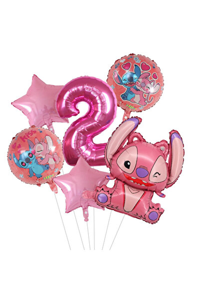 Choice كما في الصورة، مجموعة من 6 بالونات حفلات ديزني ليلو وستيتش، مقاس 30 بو...