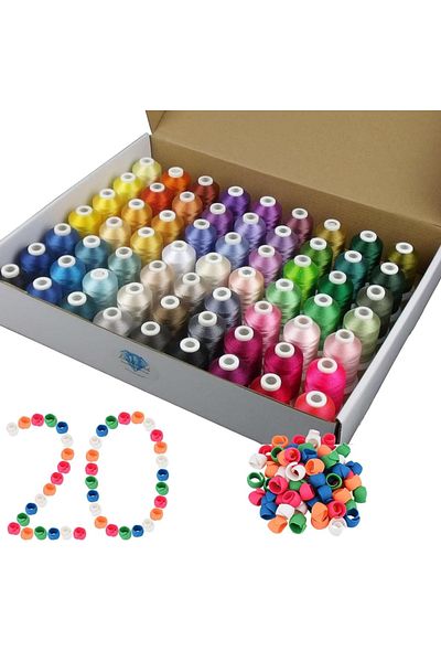 Choice 63 and 20Holders Simthread 63 Brother Colors Polyester Embroidery Machine Thread + 20 Thread Holder