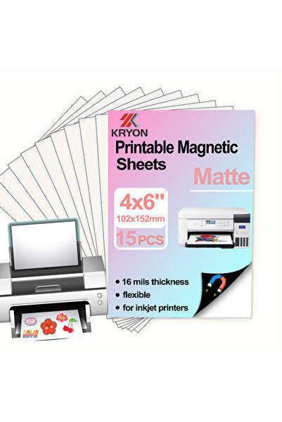 Choice 15 ورقة مغناطيسية غير لامعة قابلة للطباعة من KRYON مقاس 4 × 6 بوصة، غي...