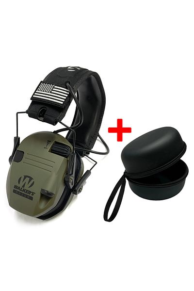 Choice Green with case Electronic Tactical Shooting Ear Protection Safety Earmuffs Noise Reduction Slim Act