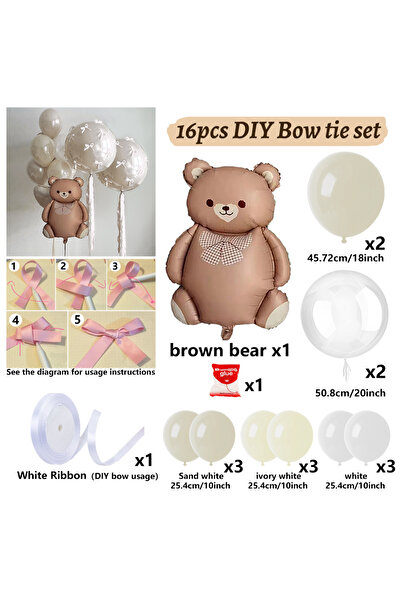 Choice مجموعة بالونات بوبو شفافة أخرى على شكل دب بني كرتوني مع فيونكة يدوية ا...