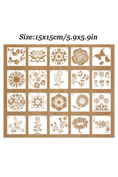 Choice 20 Flower templates Flower Stencils for Painting, 20PCS Plastic Small Stencils for Crafts Reusable,