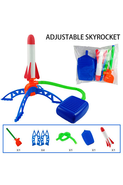 DUTRIEUX صاروخ واحد للأطفال، يعمل بمضخة قدم، لعبة صاروخية خارجية تعمل بدواسة ...
