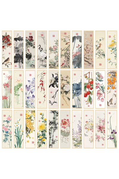 Choice 30PCS 30pcs Chinese Landscape Painting Bookmark Style Flowers Paper Bookmarks Painting Cards Retro p