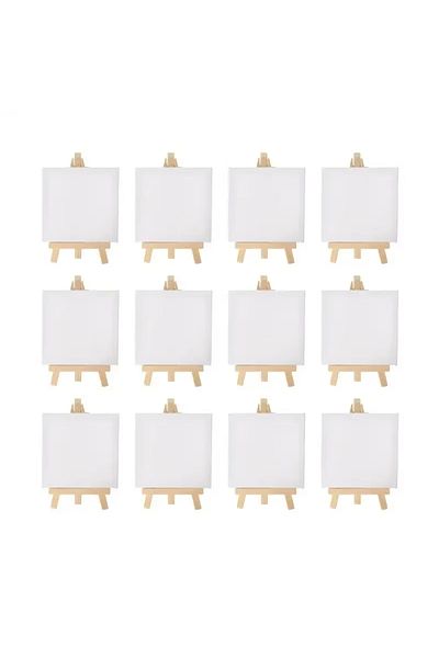 Choice 10x10cm 12pcs/set Artists 5 inch Mini Easel +3x3 inch Mini Canvas Set Painting Kids Craft DIY Drawin